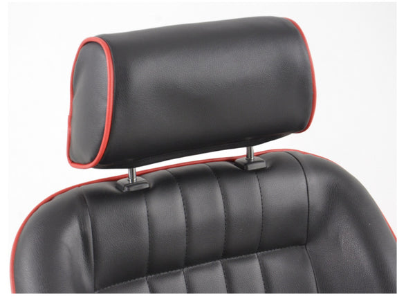 FK x2 Black Red Piping Classic Car Retro Kit Sports Fixed Back Bucket Seats