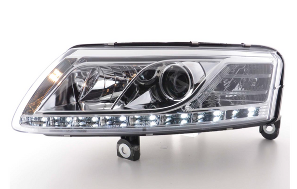 FK LED Headlights LED DRL Lightbar Audi A6 C6 4F 04-08 chrome S6 S-Line LHD