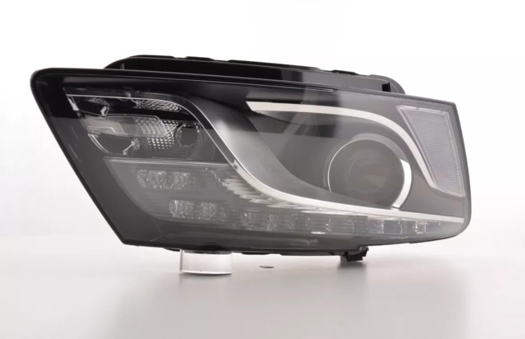 FK Pair LED DRL Lightbar Projector Headlights Audi Q5 2012+ black inc servo LHD