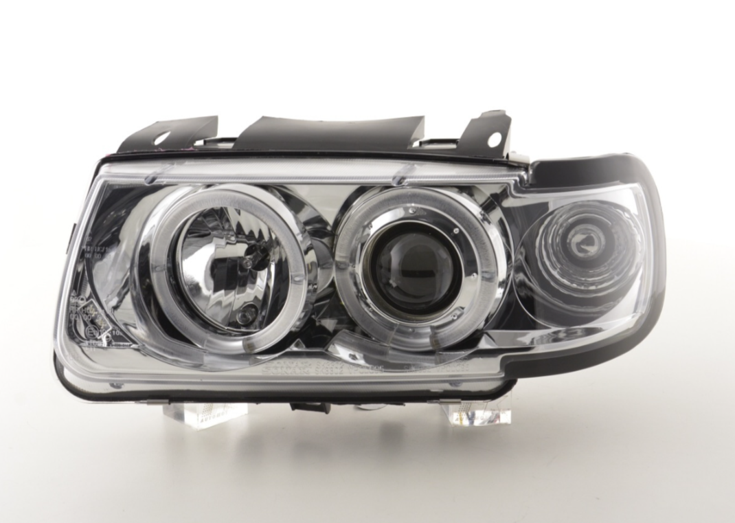 FK LED DRL Angel Eye Halo Ring Scheinwerfer VW Polo 6N 94-99 Chrom LHD