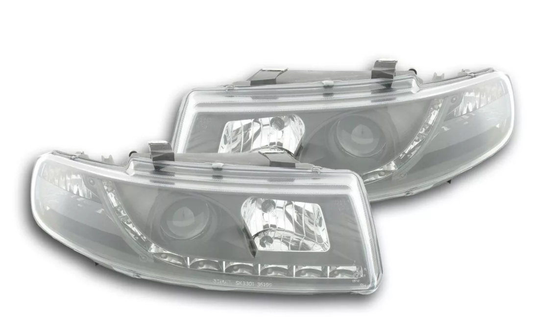 FK Pair LED DRL Halo Lightbar headlights Seat Leon 1M 99-05 black LHD