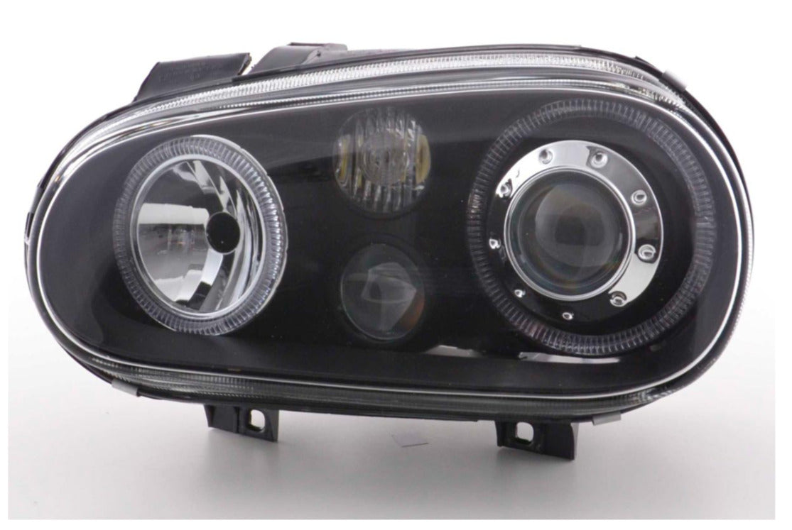 FK LED DRL Angel Eye Headlights VW Golf 4 MK4 1J 98-03 Black RHD & LHD