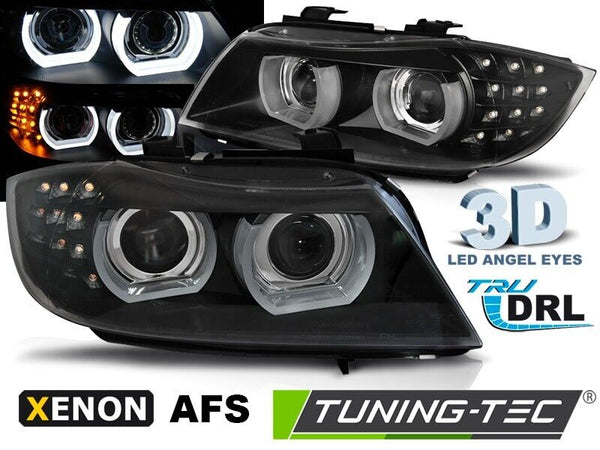 Tuning-Tec Pair LED DRL 3D Halo Headlights BLACK XENON AFS BMW E90 e91 09-11 LHD