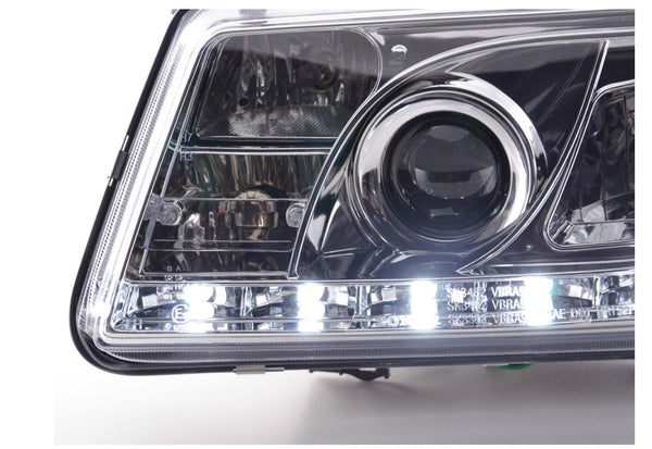 FK Pair LED DRL Halo Lightbar Headlights VW Bora 1J 98-05 chrome LHD