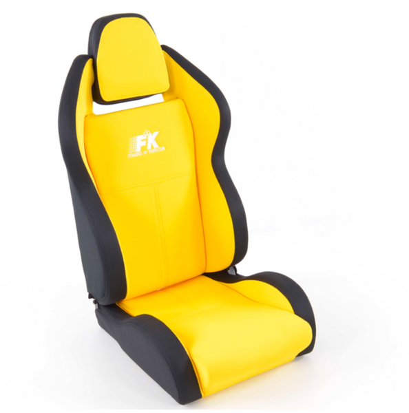 FK Pair Universal Reclining Bucket Sports Seats - Race Black & YELLOW Edition