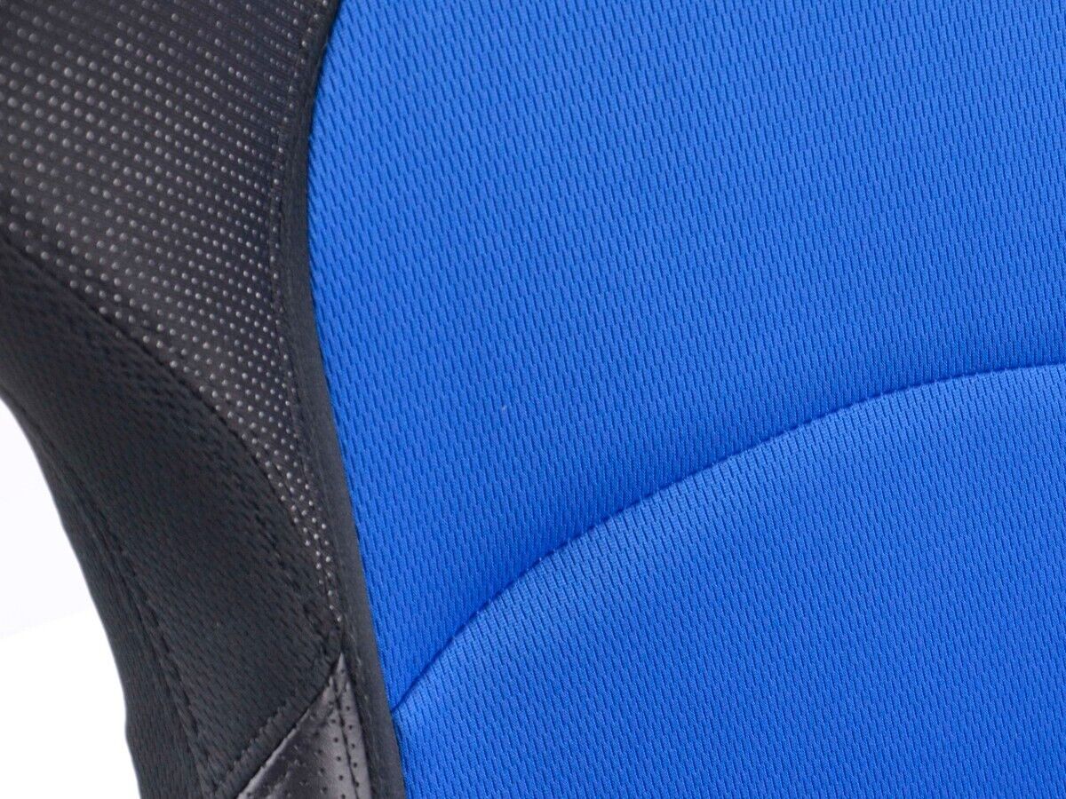 FK Pair Universal Recline Bucket Sports Seats BLACK BLUE TEXTILE Edition