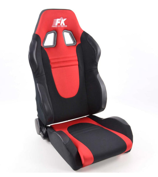 FK Pair Universal Reclining Bucket Sports Seats Red & Black Motorsports Ed