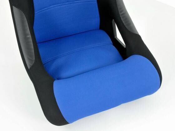 FK Pair Universal Fixed Back Motorsport Bucket Sports Seats Blue Fabric Edition