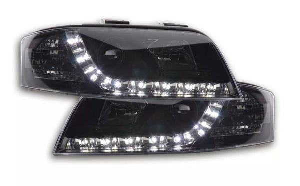 FK Pair LED Headlights LED DRL Lightbar A6 C5 4B 01-04 black S6 S-Line LHD