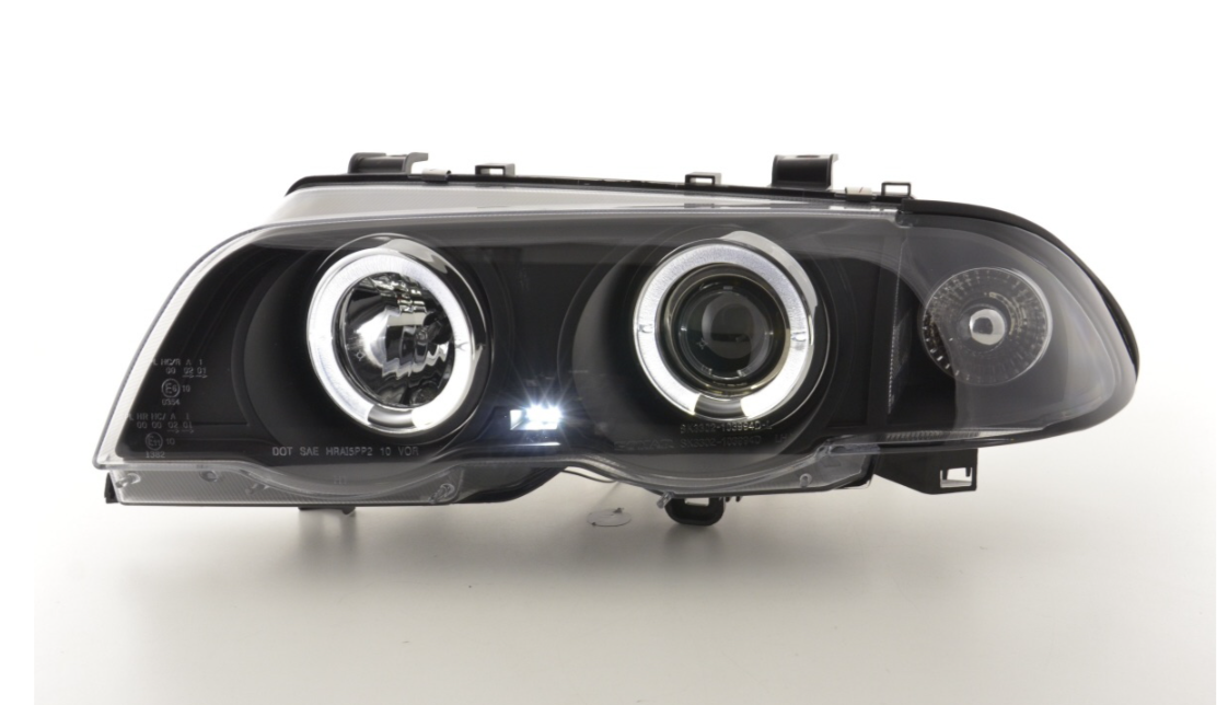 FK Set LED DRL Angel Eye Headlights BMW E46 Saloon 98-01 black LHD RHD M3