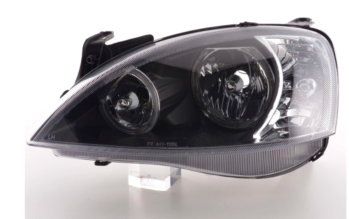 FK Pair LED DRL Angel Eye Halo Ring headlights Opel Corsa C 01-06 Black LHD