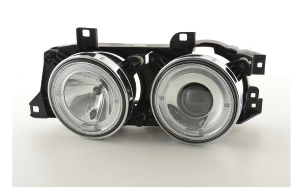 FK Pair LED DRL Angel Eye Halo headlights BMW 5-series E34 88-94 chrome LHD