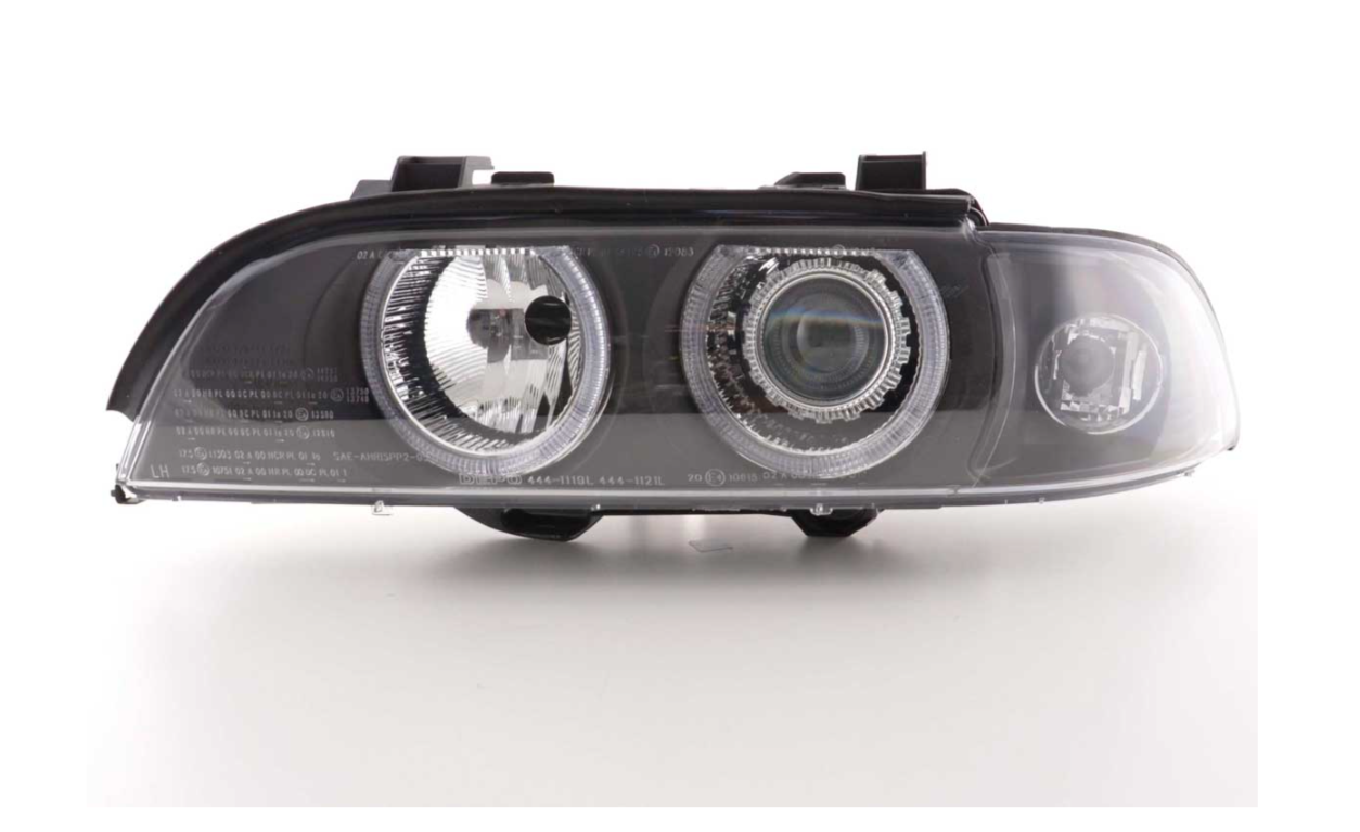 FK LED DRL Angel Eye Xenon Fari BMW 5-Serie E39 95-00 Nero M5 LHD Destro