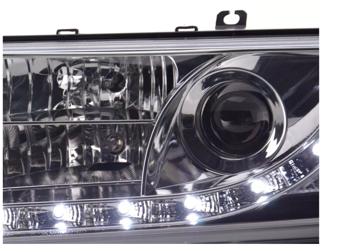 FK Pair LED DRL Lightbar Halo Headlights Skoda Octavia 1 MK1 1U 01-04 chrome