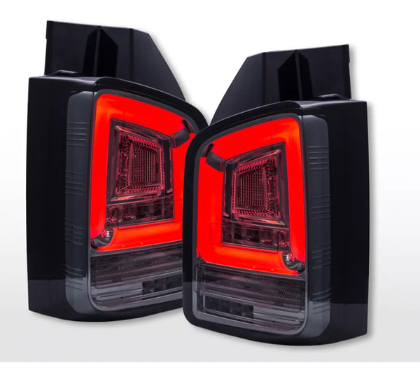 FK Pair LED Lightbar Rear Lights VW Transporter T5 7J 7H 03-10 smoke black LHD