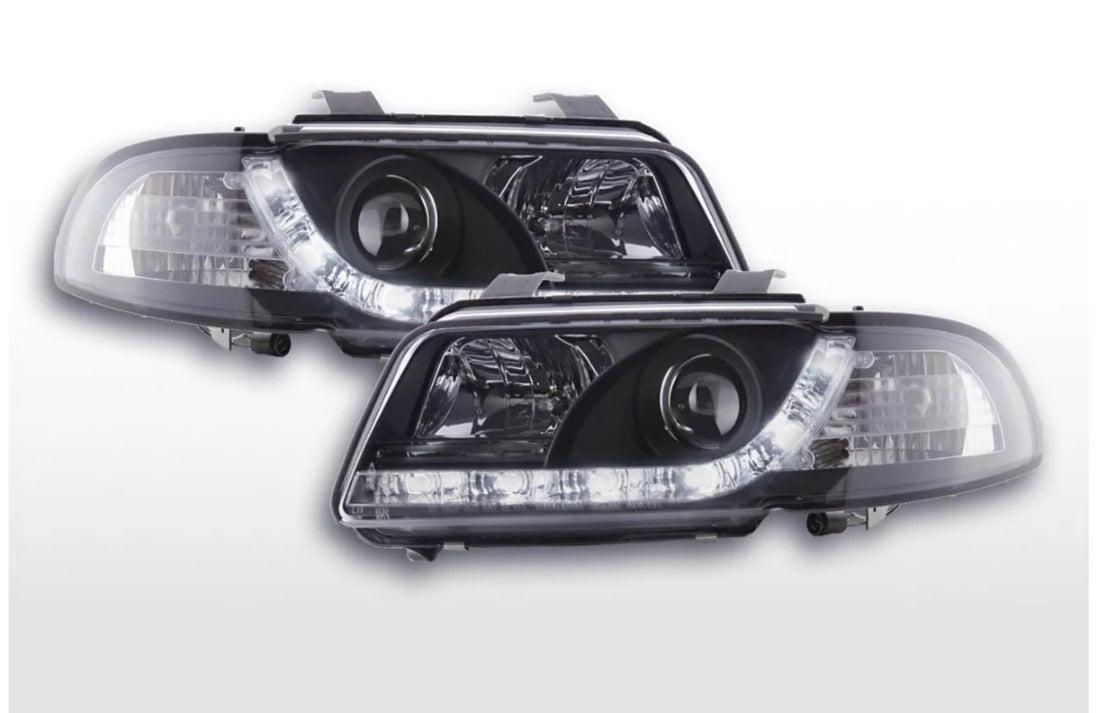 FK LED DRL Halo Lightbar Projector Headlights A4 B5 8D 94-99 black Chrome LHD