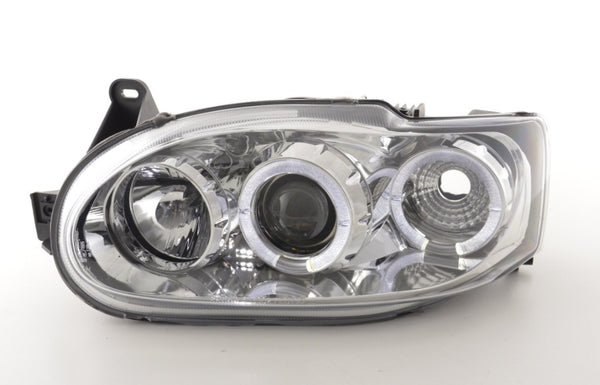 FK Pair LED DRL Black headlights Ford Escort MK6 MK7 95-09 chrome LHD ST RS