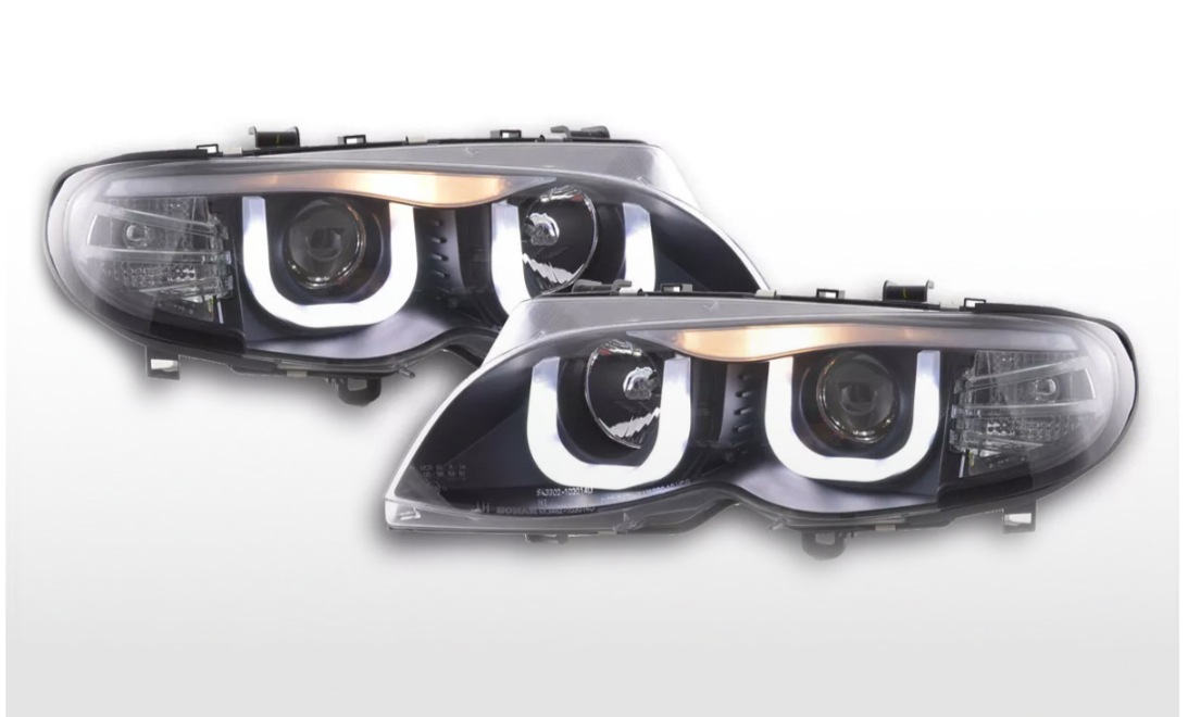 FK Pair LED DRL 3D Black headlights BMW 3-Series E46 Saloon Touring 02-04 LHD