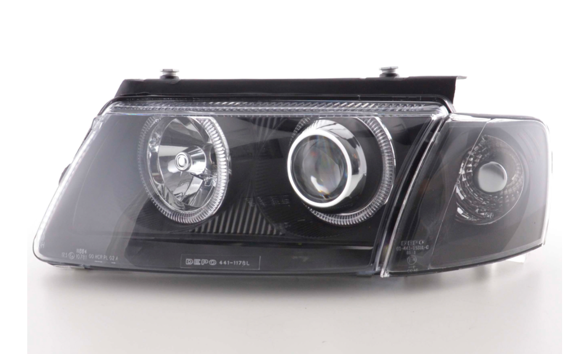 FK Set LED DRL Halo Eye Projektorscheinwerfer VW Passat 3B B5 97-00 schwarz RHD LHD