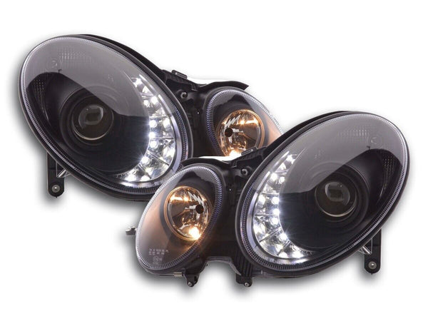 FK LED DRL Halo XENON HEADLIGHTS Mercedes E-Class 211 W211 02-06 black AMG LHD