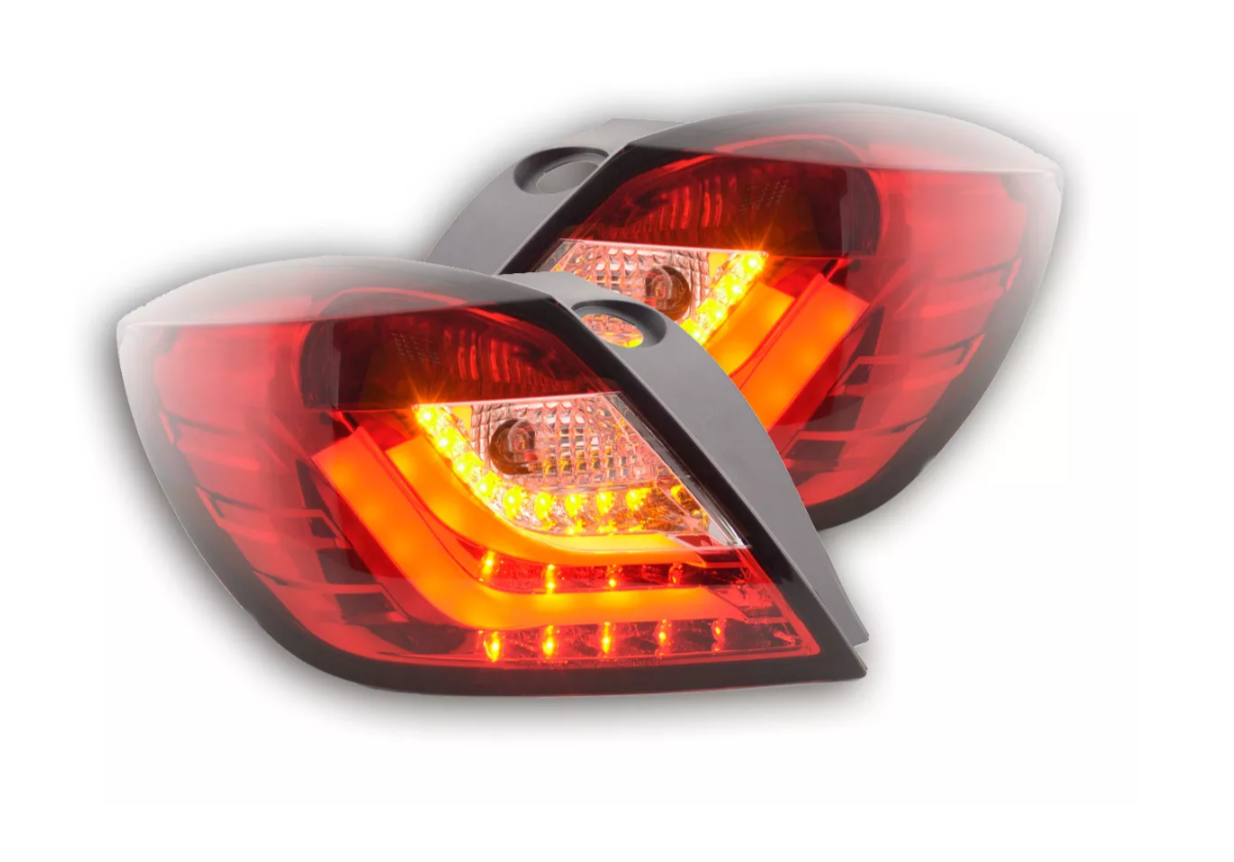 FK Pair LED Lightbar DRL Rear Lights Opel Vauxhall Astra H GTC 04-08 RED