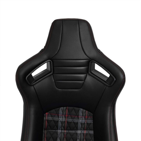 AUTOSTYLE GT x1 Universal Sports Bucket Seats Black & Red Check + runners