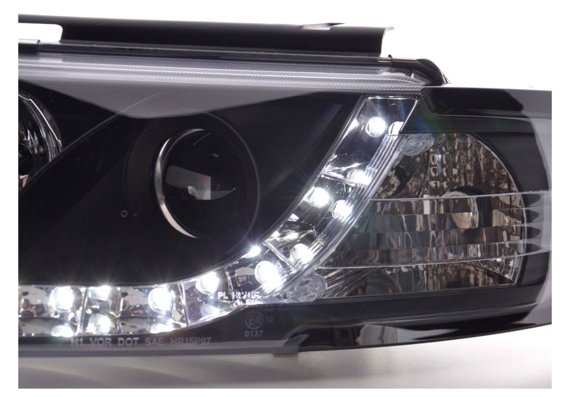 SALE AS Pair LED DRL Lightbar Headlights VW Passat 3B B5 97-00 black smoke LHD