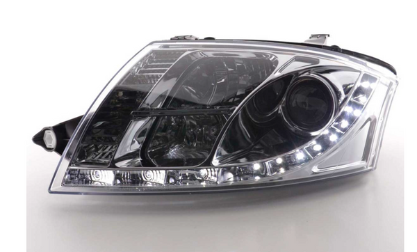 FK Pair LED DRL Lightbar 1.8 3.2 headlights Audi TT 8N 99-06 chrome black LHD