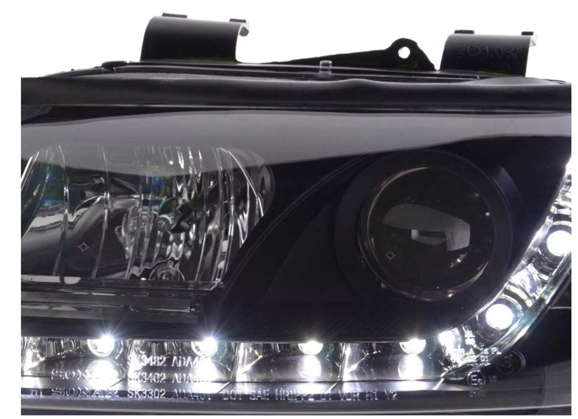 FK LED DRL Lightbar Halo Headlights Audi A4 B6 8E 01-04 BLACK LHD S4