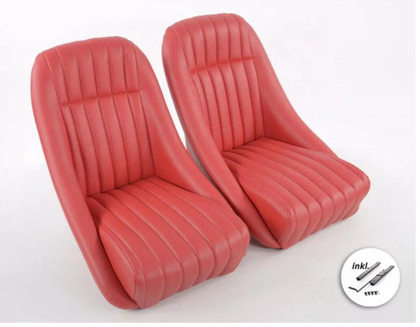 FK RED Classic Car Retro Kit Speedster Fixed Back Bucket Seats WITH Runners