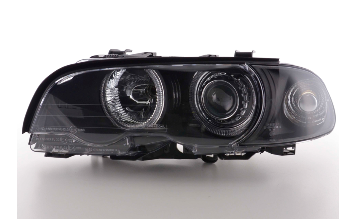 FK LED DRL Halo Projektorscheinwerfer BMW 3er E46 Coupe 98-01 Schwarz LHD RHD