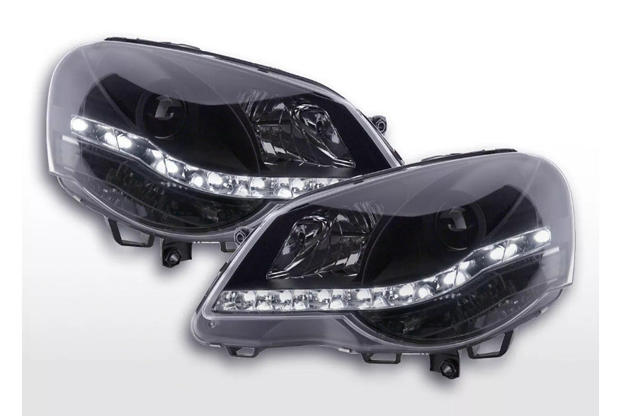 FK Pair LED DRL Projector Lightbar headlights Polo 4 MK4 9N3 05-09 Black LHD