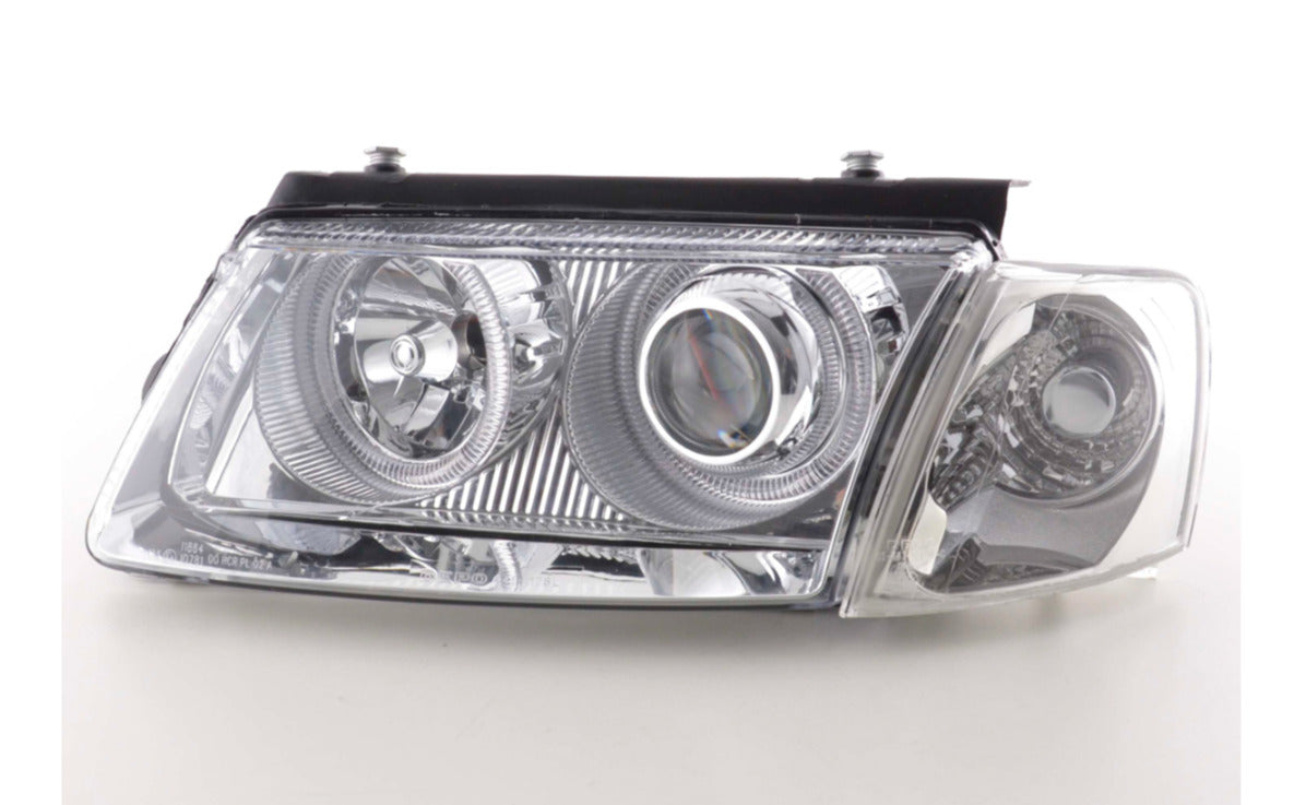 FK Set LED DRL Halo Ring Headlights VW Passat 3B B5 97-00 Chrome RHD LHD UNIV