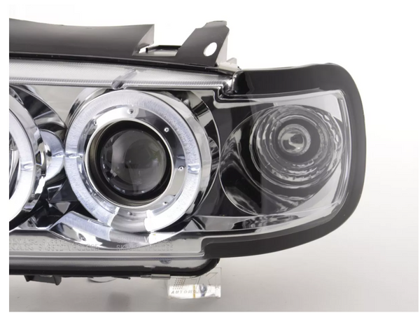 FK LED DRL Angel Eye Projector Headlights VW Polo 6N 94-99 Chrome LHD