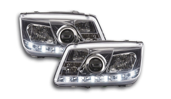 FK Pair LED DRL Halo Lightbar Headlights VW Bora 1J 98-05 chrome LHD