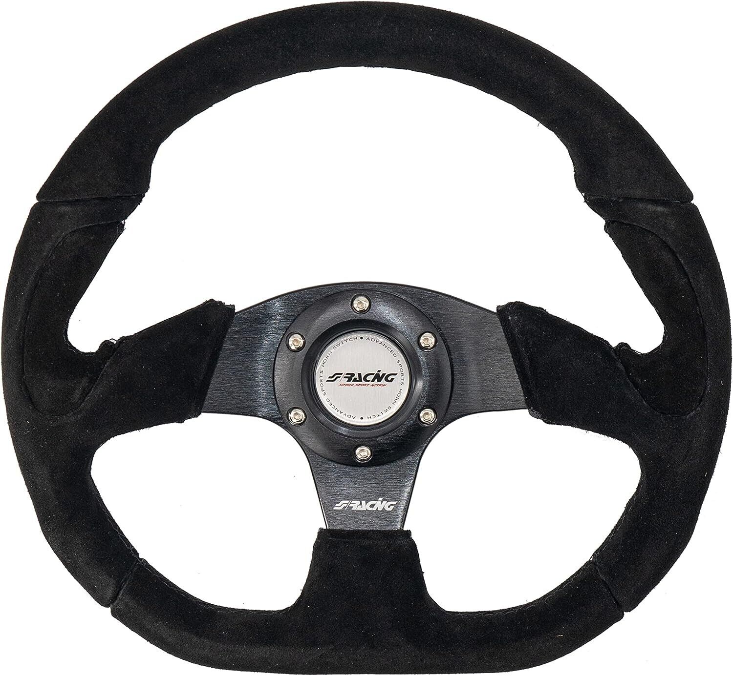 Simoni Racing Universal Alcantara Steering WHEEL Flat Bottom 330mm Black Car Sim