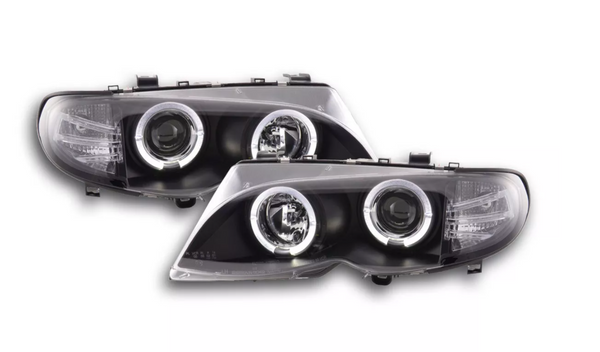 FK LED DRL Halo Headlights BMW 3-series E46 Saloon Touring 02-05 M3 Black LHD