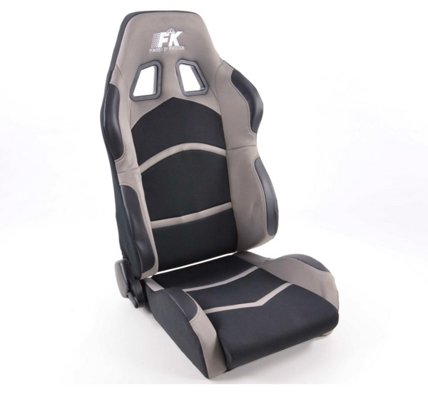 FK Pair Universal Recline & Tilt Fwd Bucket Sports Seats Black & Grey Edition