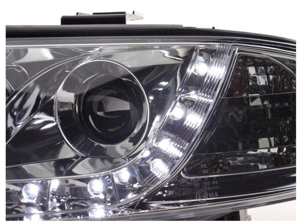 FK Set LED DRL Headlights Halo Projector Audi A4 b6 8E 01-04 Chrome LHD S4