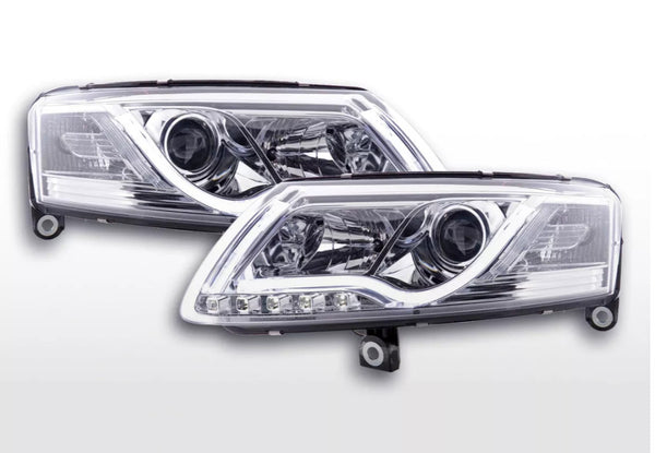 FK LED Headlights LED DRL Projector Audi A6 C6 4F 04-08 chrome S6 S-Line LHD