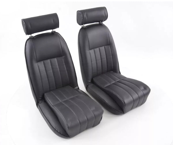 FK x2 BLACK Classic Car Retro Kit Speedster Sports Car Fixed Bucket Seats