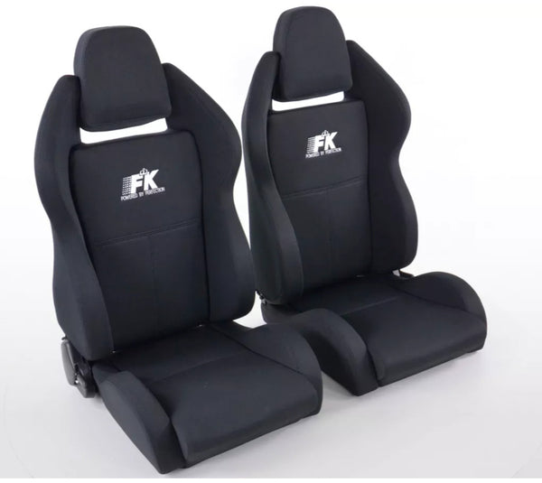 FK Pair Universal Reclining Bucket Sports Seats - Race Black Edition