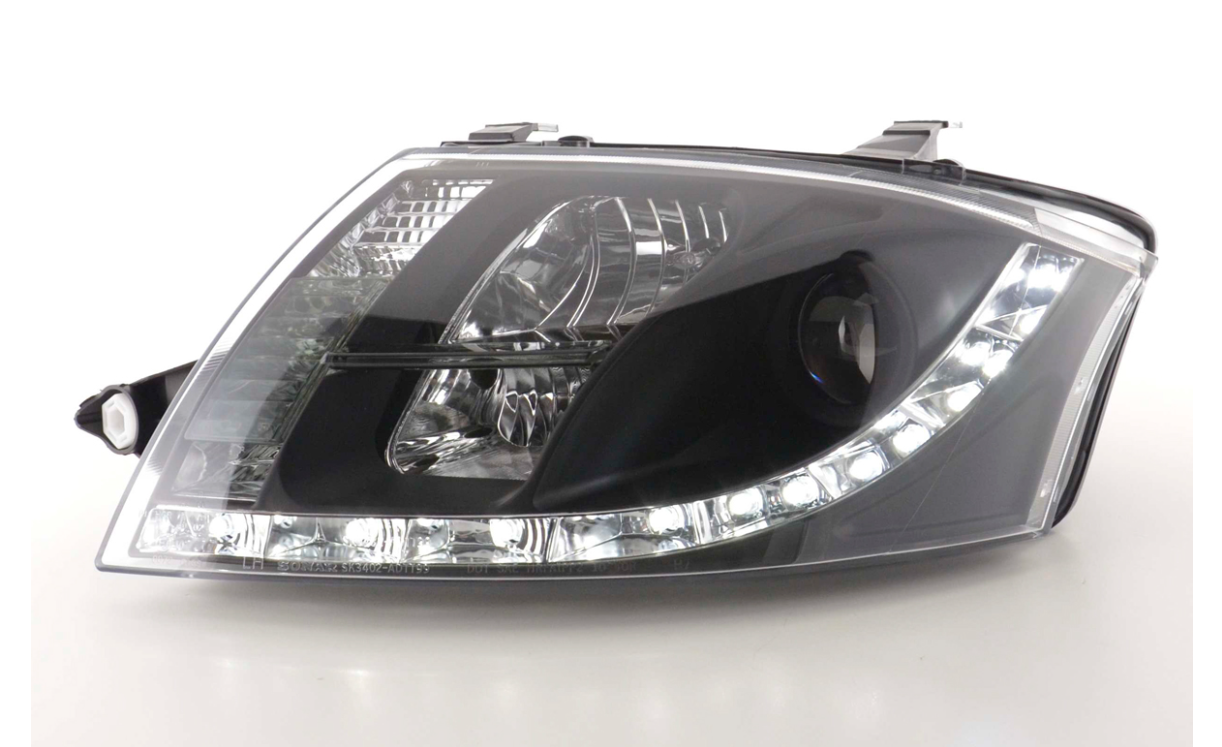 FK LED DRL Lightbar Projektorscheinwerfer Audi TT 8N 98-06 Schwarz 1.8 3.2 LHD