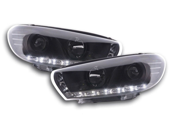 FK Pair LED Lightbar DRL Halo Headlights VW Scirocco 3 MK3 13 2008+ black LHD