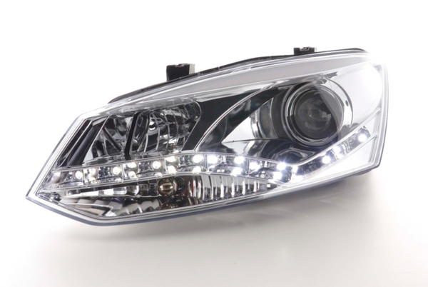 FK Pair LED DRL Halo Lightbar Headlights VW Polo 6R 2010+ chrome LHD