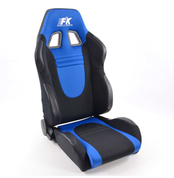 FK Pair Universal Reclining Bucket Sports Seats Blue & Black Motorsports Ed