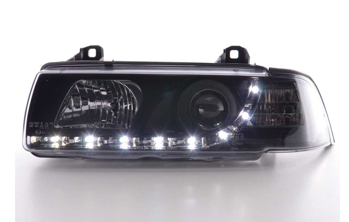 FK LED DRL Headlights Halo Lightbar BMW 3-Series E36 Coupe Cabri 92-98 black LHD