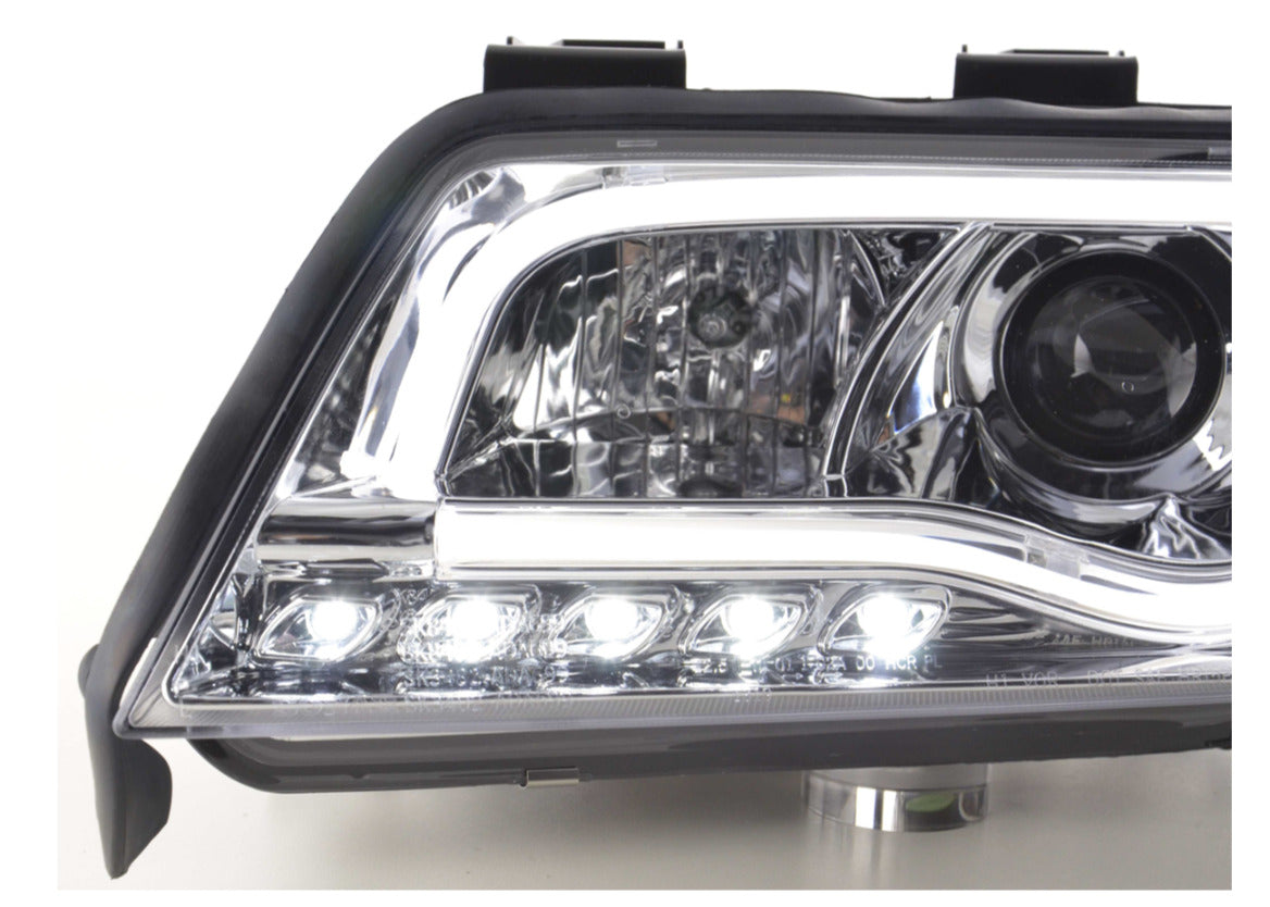 FK Pair LED DRL Lightbar Headlights Audi A6 C5 4B 97-01 Chrome S6 S-Line LHD