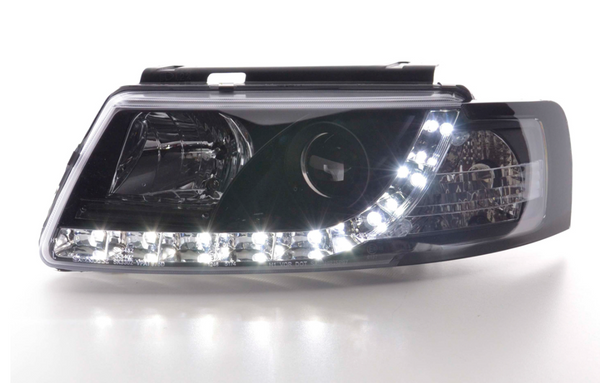 FK Set LED DRL Halo Eye Lightbar Headlights VW Passat 3B B5 97-00 black LHD