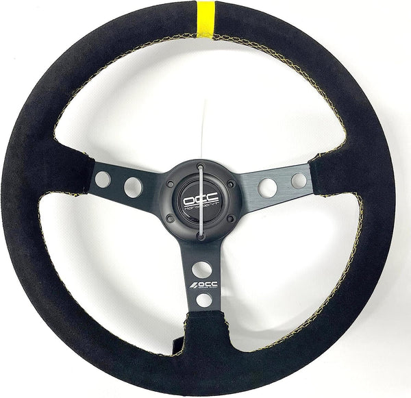 OCC MOTORSPORT OFFSET STEERING WHEEL TRACK ALCANTARA 14" 350MM Yellow